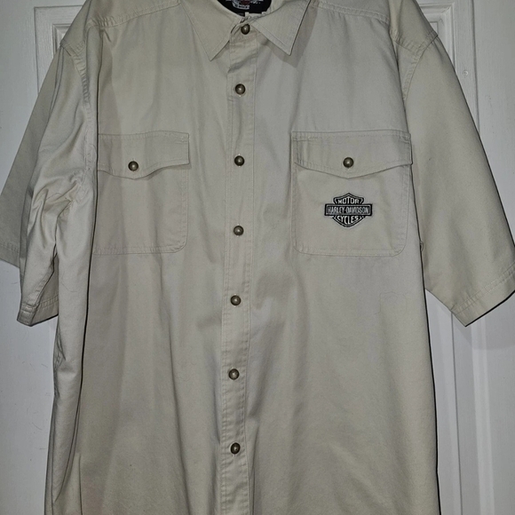 Harley-Davidson Other - Harley-Davidson Men's Short Sleeve Button-Down Shirt in Cream